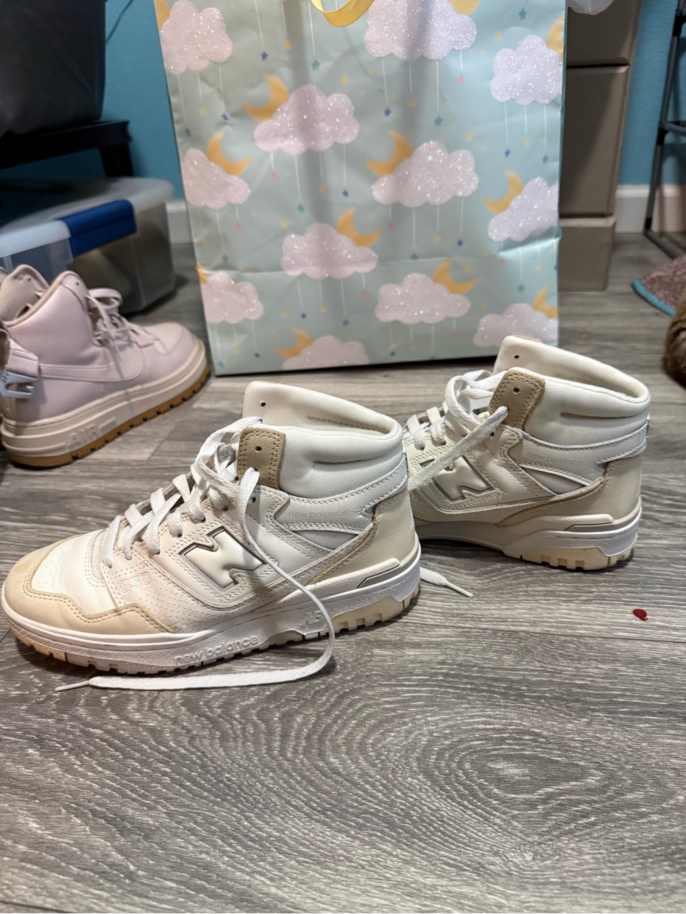 New Balance Women's Cream & White High-Top Sneakers — Classic Lace-Up - Picture 2 of 4